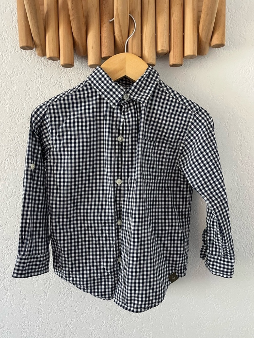 Janie and Jack Blue Navy Plaid Checkered Button Down Long Sleeve Toddler Boy 2T